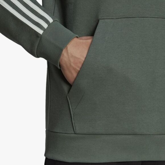 Men's Adidas Green Oxide 3 Stripes Essential Big Logo Fleece Hoodie - Picture 5 of 5